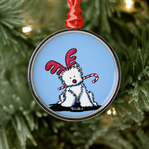 Westie-Rentier-Rundschmuck Ornament Aus Metall