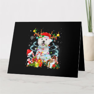 Westie-Rentier-Weihnachtsbaum-Lichter-Pyjama-Hund Karte