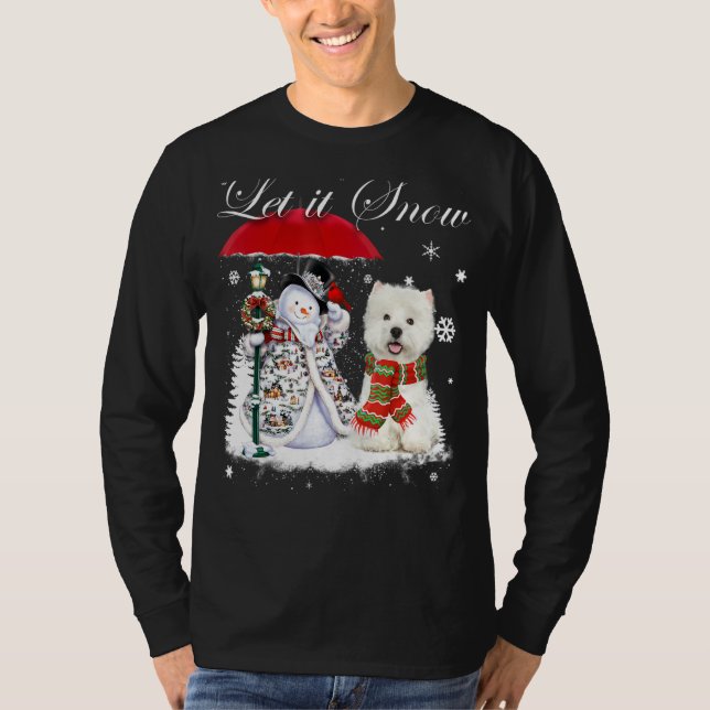 Westie Santa Dog Christmas Snowman Xmas Pajama T-Shirt (Vorderseite)