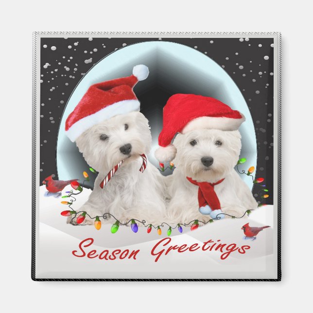 Westie Santa Pals Magnet (Vorne)