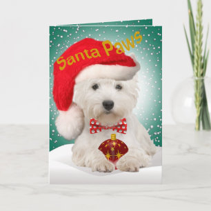 Westie Santa Paws Cards Feiertagskarte