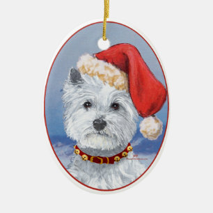 Westie Santas Helper Keramikornament
