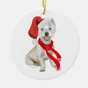 Westie Santa's Helper Keramikornament