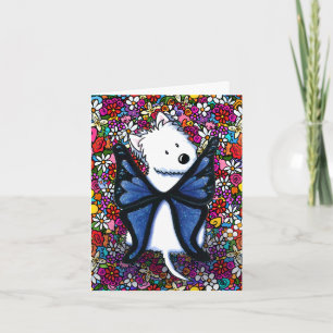 Westie Schmetterling und Blumen leere Karte