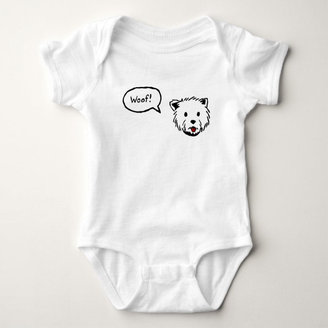 Westie Schuss-kurzer Hülsen-Bodysuit Baby Strampler (Vorderseite)