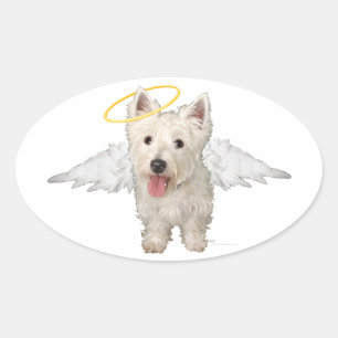 Westie-Schutzengel Ovaler Aufkleber