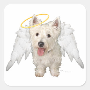 Westie-Schutzengel Quadratischer Aufkleber