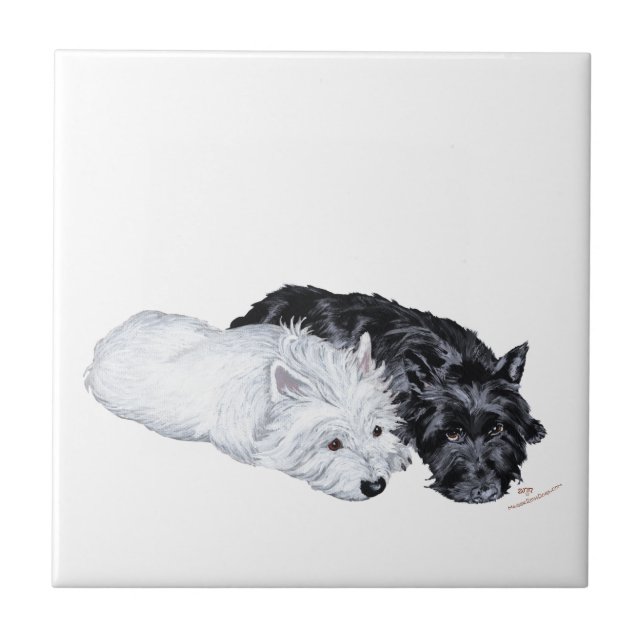 Westie & Scottie bei Ease Fliese (Vorderseite)