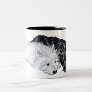 Westie & Scottie bei Ease Zweifarbige Tasse