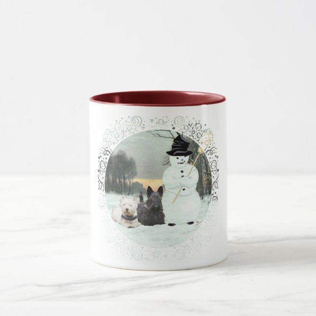 Westie & Scottie Build a Snowman Tasse (Zentrum)