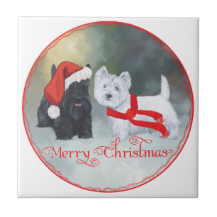 Westie Scottie Christmas Fliese