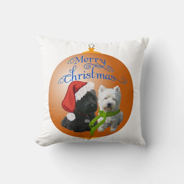 Westie Scottie Christmas Ornament Kissen (Vorderseite)