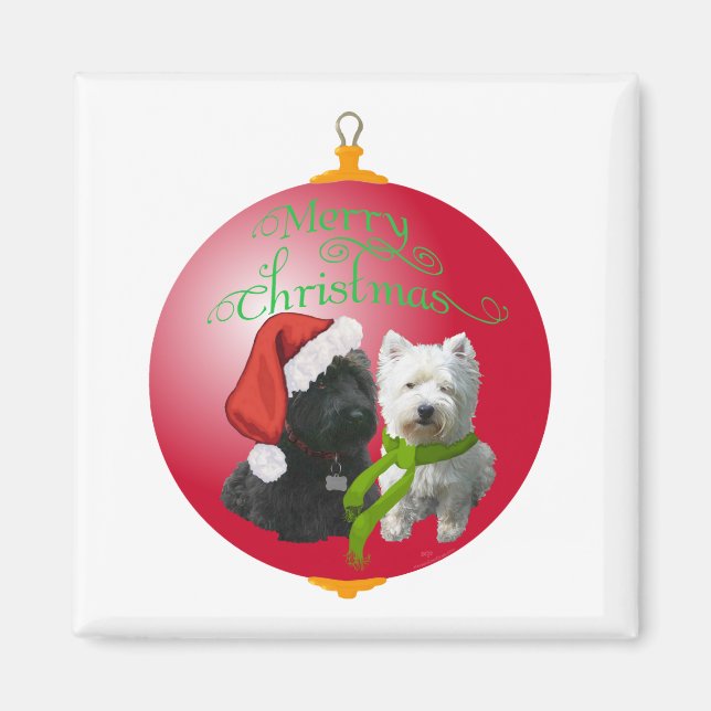 Westie Scottie Christmas Ornament Magnet (Vorne)