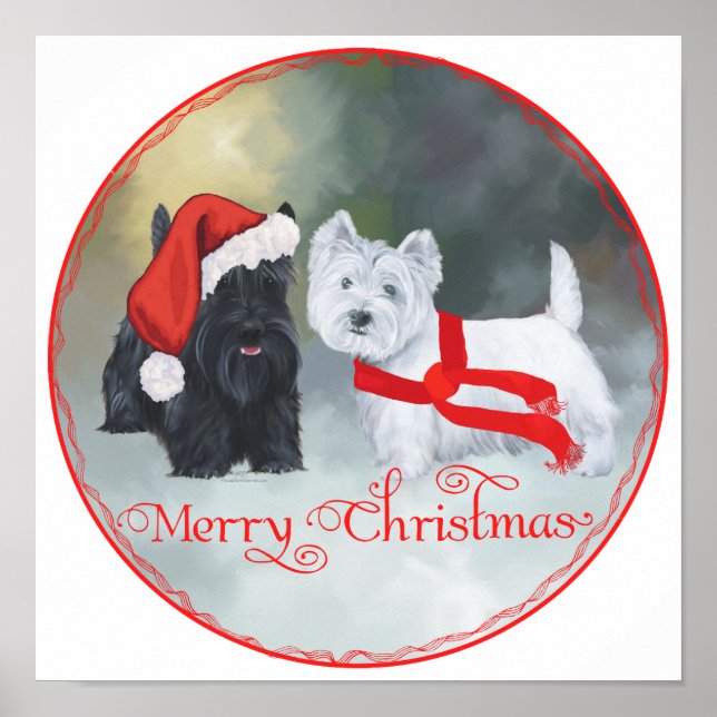 Westie Scottie Christmas Poster (Vorne)