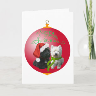 Westie Scottie Weihnachtsbaumschmuck Feiertagskarte