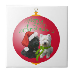Westie Scottie Weihnachtsbaumschmuck Fliese