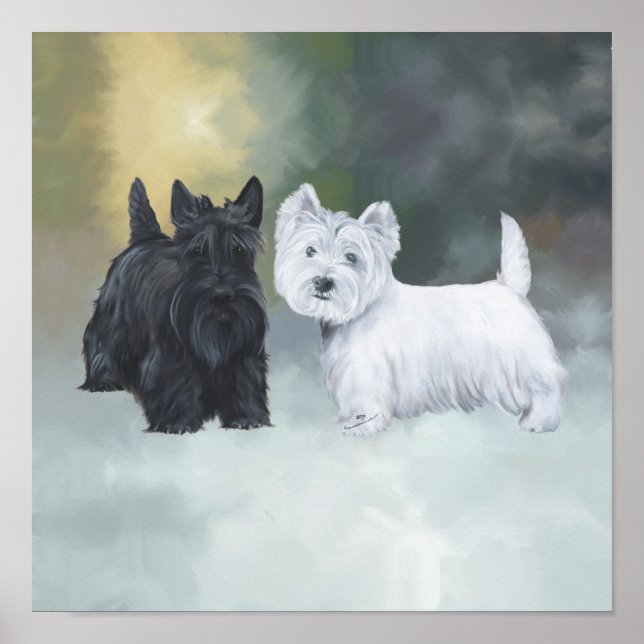 Westie Scottie Wintertime Poster (Vorne)