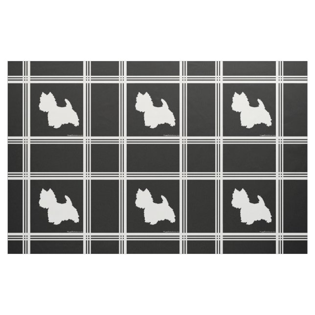 Westie Silhouette auf Black Stoff (Fat Quarter (45,7 x 55,9 cm))