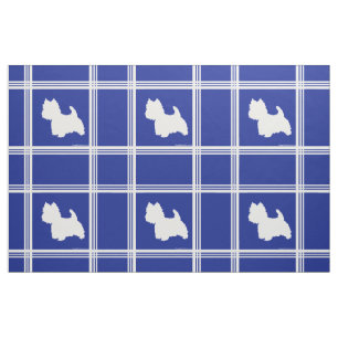 Westie-Silhouette auf Blau Stoff