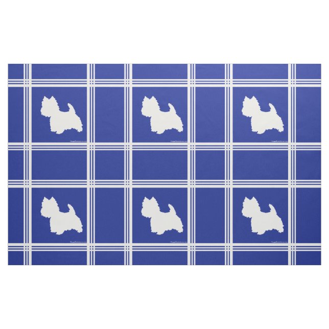Westie-Silhouette auf Blue Stoff (Fat Quarter (45,7 x 55,9 cm))