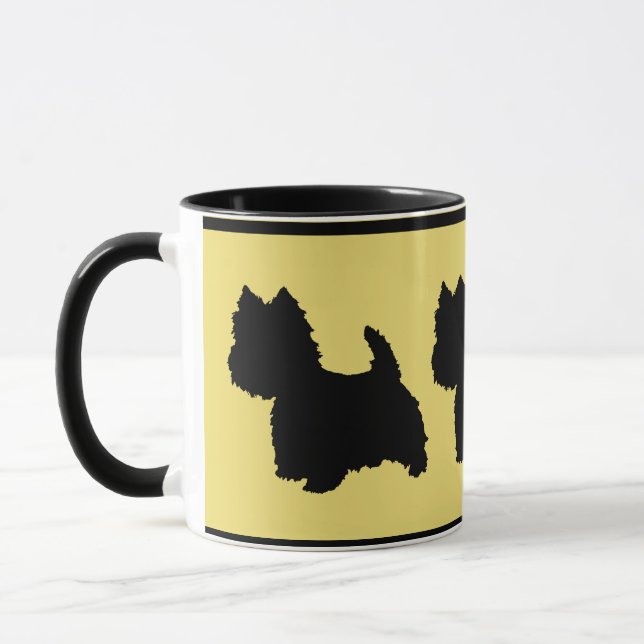 Westie-Silhouette auf Gelb Tasse (Links)