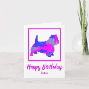 Westie Silhouette Pink Dog Funny Birthday Karte