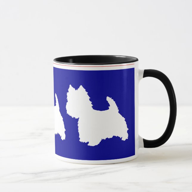 Westie Silhouette Red & Blue Tasse (Rechts)