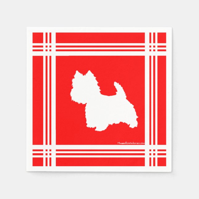 Westie Silhouette Red Serviette (Vorderseite)