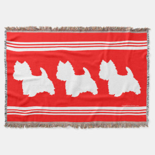 Westie Silhouette Rot Decke