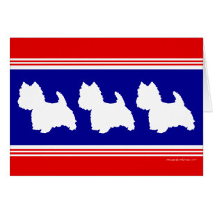 Westie Silhouette Rot und Blau