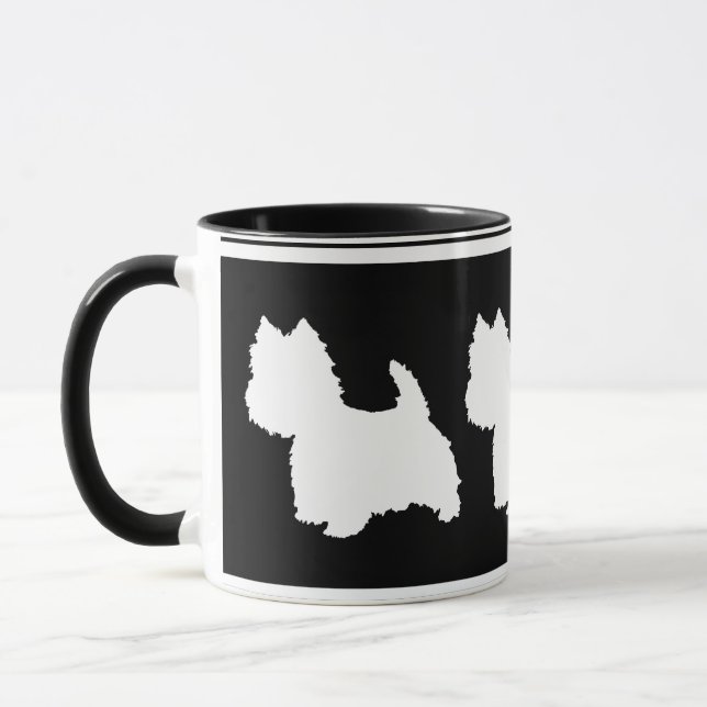 Westie Silhouette White on Black Tasse (Links)
