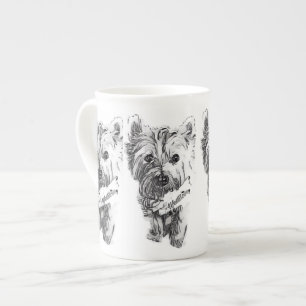 Westie Skizzeknochen-China-Tasse Prozellantasse