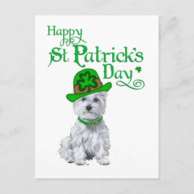 Westie St Patricks Day Postkarte (Vorderseite)