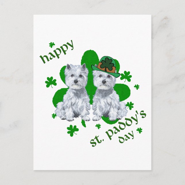 Westie St Patricks Day Postkarte (Vorderseite)
