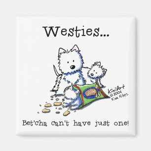 Westie Süchtig-Quadrat-Weiß-Magnet Magnet