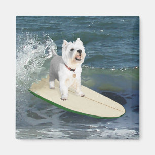 Westie Surfer Magnet