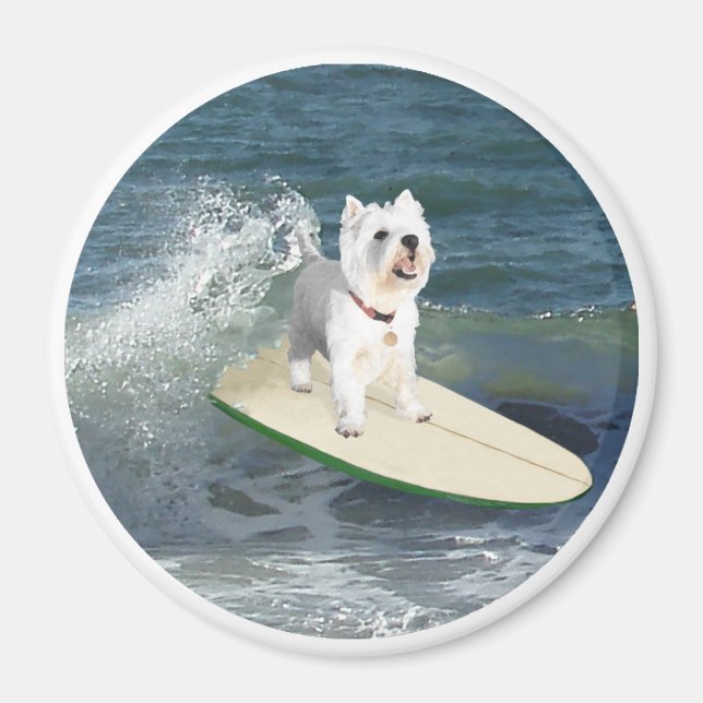 Westie Surfer Magnet (Vorne)