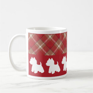 Westie Tasse Diagonal Kariert Red Bottom Design