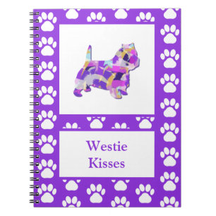 Westie Terrier Dog Niedliche Silhouette Paw Purple Notizblock