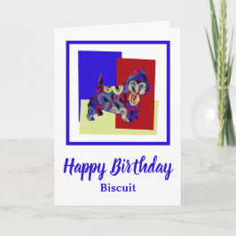 Westie Terrier Dog Red Blue Yellow Birthday Card Karte