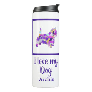 Westie Terrier Dog Silhouette Niedlich Lila PY&B Thermosbecher