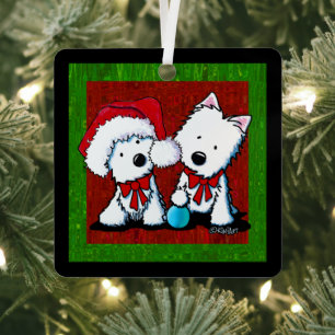 Westie Terrier Duo Christmas Ornament Aus Metall
