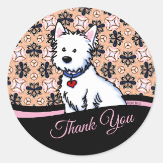 Westie Terrier Vielen Dank Runder Aufkleber
