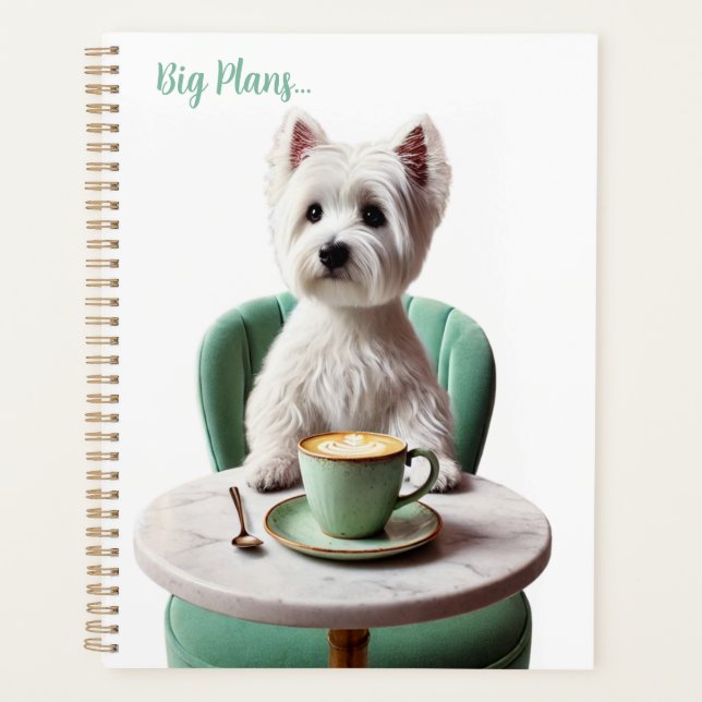 Westie trinkt Latte Planner Planer (Vorderseite)