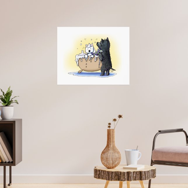Westie und Scottie Dog Groom Art Poster (Wohnzimmer 3)