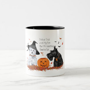 Westie und Scottie Halloween Zweifarbige Tasse