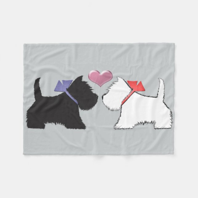 Westie und Scottie-Hundekunst-Fleece-Decke Fleecedecke (Vorderseite (Horizontal))