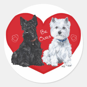 Westie und Scottie Valentine Runder Aufkleber