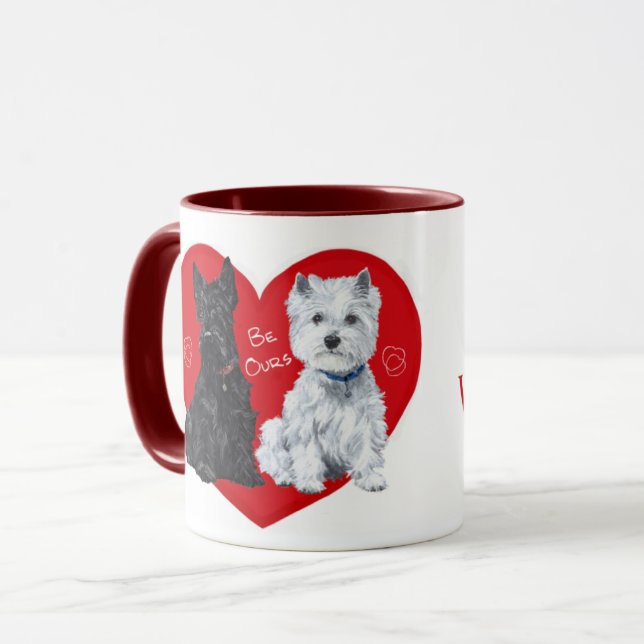 Westie und Scottie Valentine Tasse (Vorderseite Links)