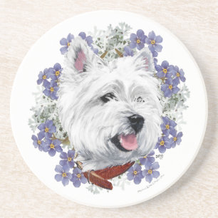 Westie Vergissmeinnicht Getränkeuntersetzer